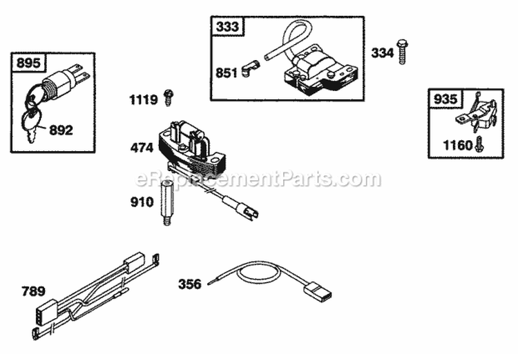 Elect Diagram and Parts List for 12T702-0613-99  Briggs and Stratton Engine